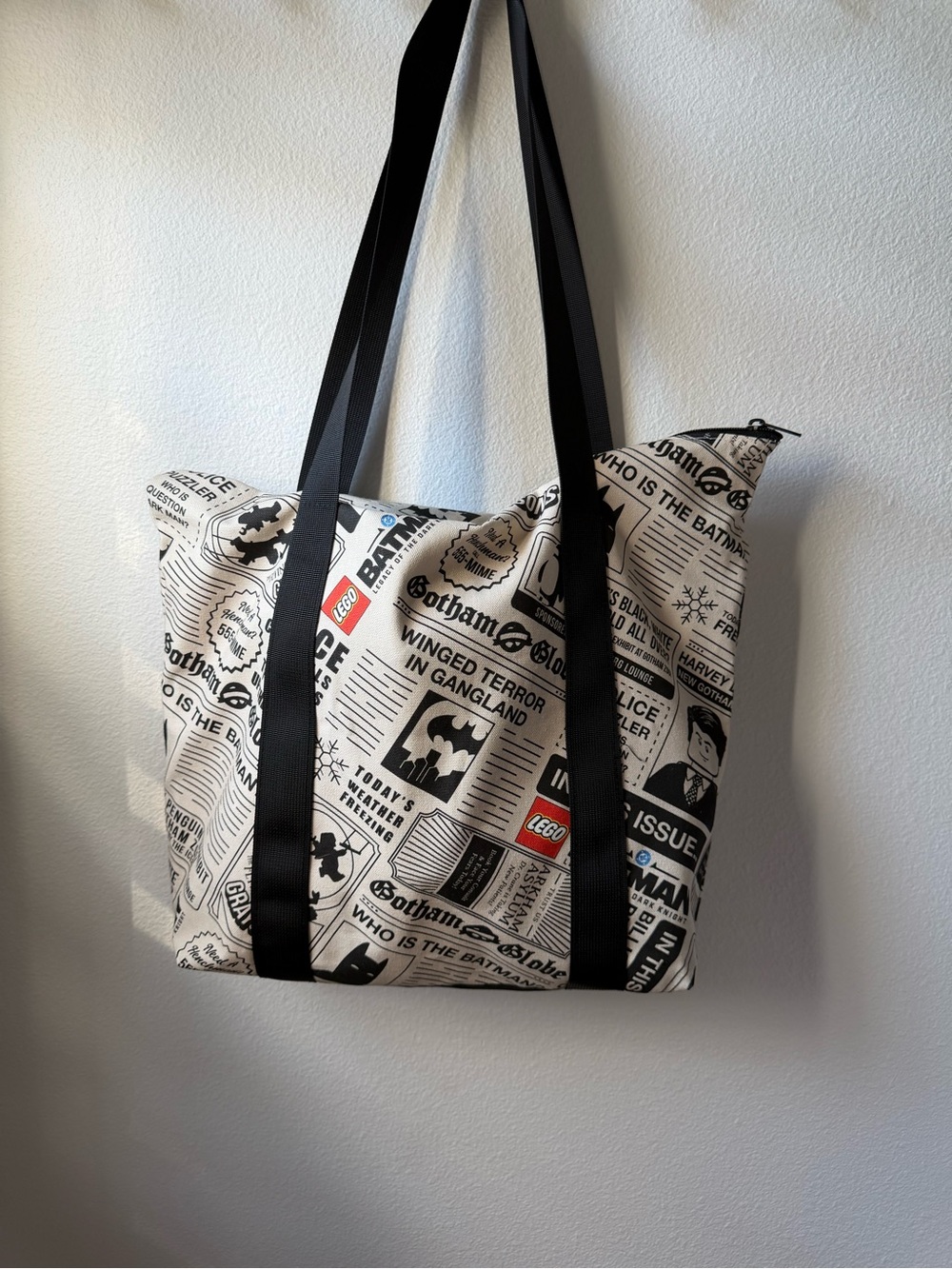 Lego Black & White Batman Newspaper-Print Tote Bag ( Rare Limited )